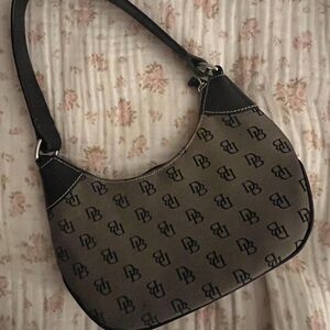 Dooney & Bourke Black and Brown Logo Hobo Bag